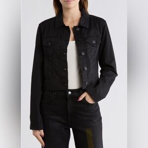 PAIGE Chara Crop Denim Shirt Jacket Black NWT Size Medium Cropped Jacket